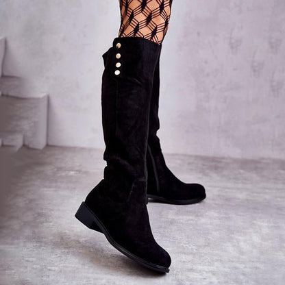 Women's Comfort Low Heel Round Toe Suede Tall Boots 16686893C