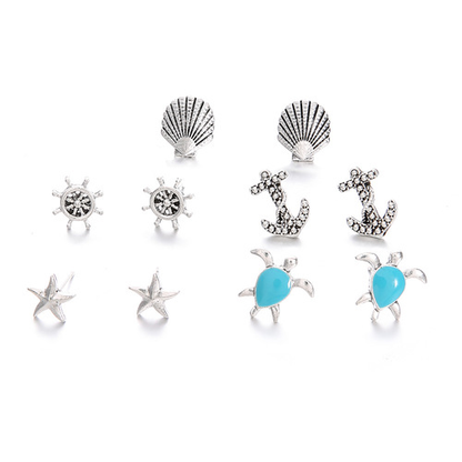 Boho Turquoise Stud Earring Set