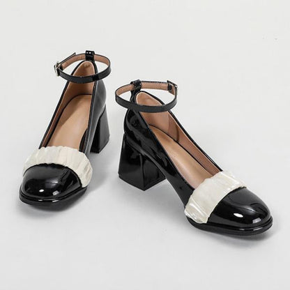 Women's Elegant Mesh Round Toe Thick Heel Mary Jane 25125933C