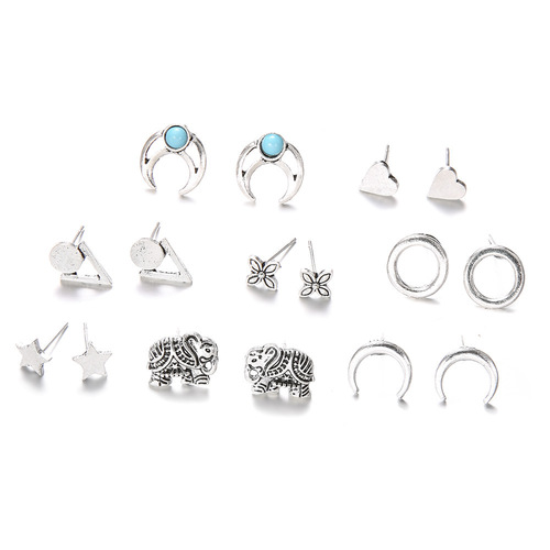 Boho Turquoise Stud Earring Set