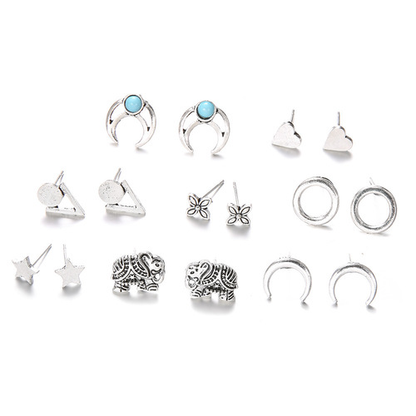 Boho Turquoise Stud Earring Set