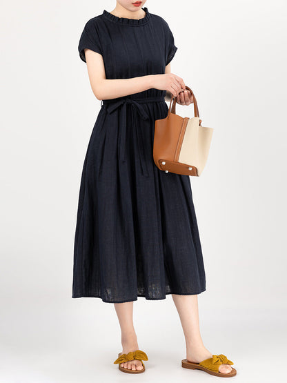 Soft Cotton Loose Midi Dress With Back Button Fastening