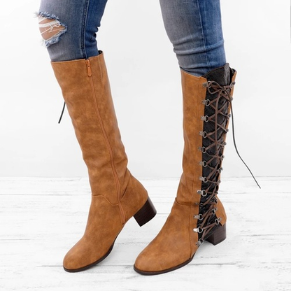 Round Toe High Side Zipper Boots