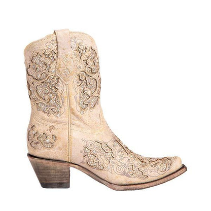 Women'S Embroidered Cutout High Heel Fashion Boots 74450280C