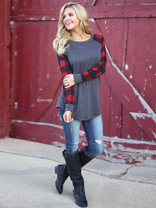 Keep It Cozy Plaid Raglan Sleeve Top