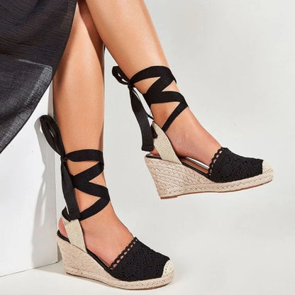 Comfortable Wedge Espadrilles: Women's Lace-Up Sandals for Beach Vacations