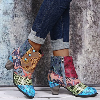 Personality Ethnic Stitching Booties