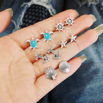 Boho Turquoise Stud Earring Set