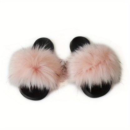 Women's Faux Fur Decor Flat Slippers