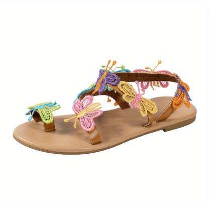 Women's Boho Colorful Butterfly Flat Sandals