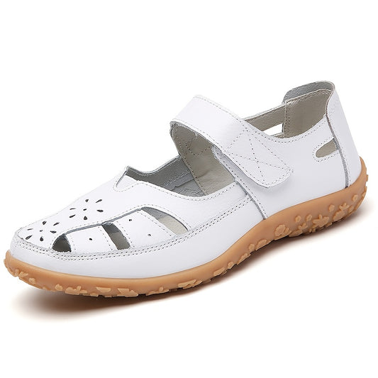 Soft Sole Non-Slip Sandals - Women's Cut-Out Hook & Loop Walking Shoes