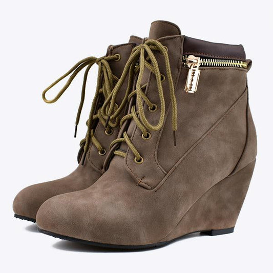 Women's Casual Suede Wedge Lace-Up Ankle Boots 41842459S