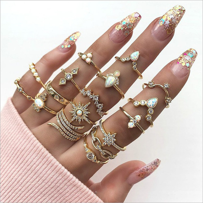 Bohemian Vintage 17PCS Ring Set