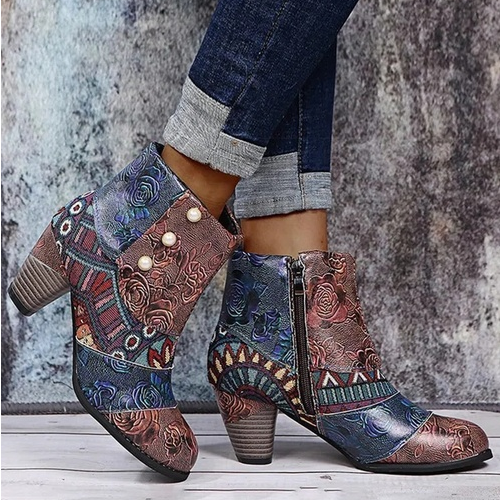 Personality Ethnic Stitching Booties