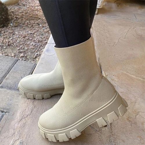 Kovogue Stylish Pull On Platform Ankle Boots