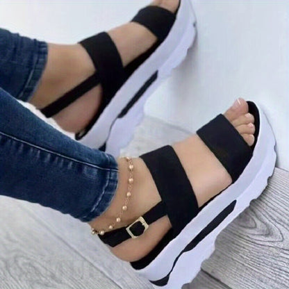 Non Slip Casual Outdoor Sandals for Women - Ankle Buckle Strap and Platform Design