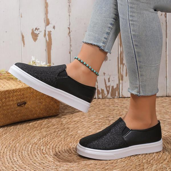 Women's Casual Sequined Slip-on Elastic Flat Sneakers 46205840S