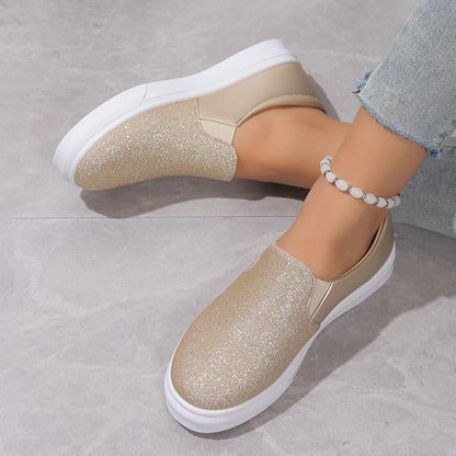 Women's Casual Sequined Slip-on Elastic Flat Sneakers 46205840S