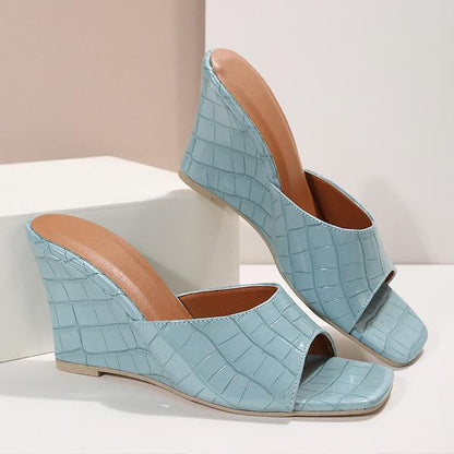 Women's Fashion Square Toe High Heel Slippers 97565443C