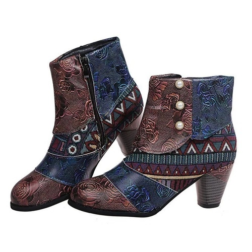 Personality Ethnic Stitching Booties