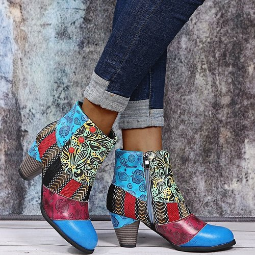 Personality Ethnic Stitching Booties