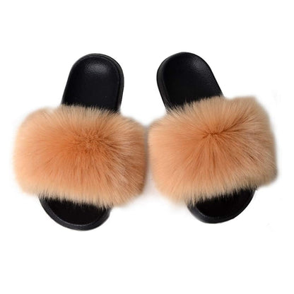 Women's Faux Fur Decor Flat Slippers