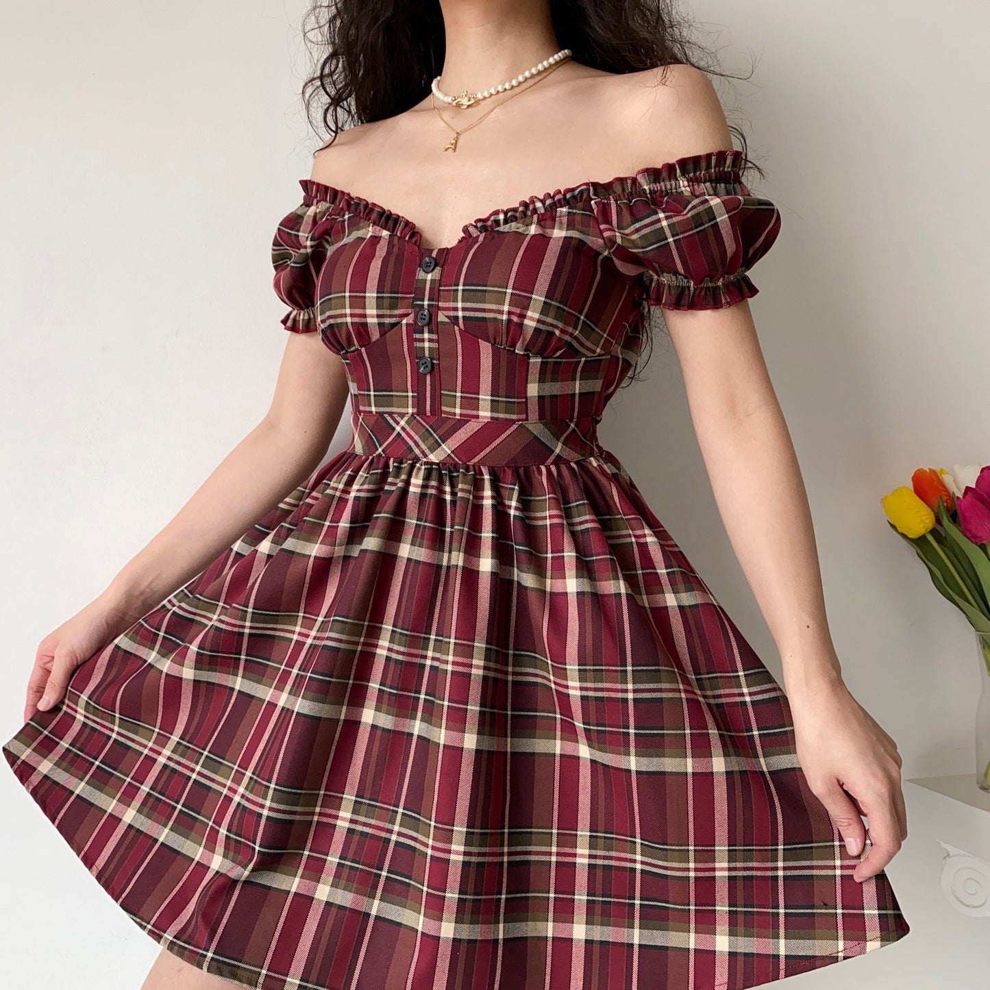 Zandria Plaid Bustier Dress ~ HANDMADE