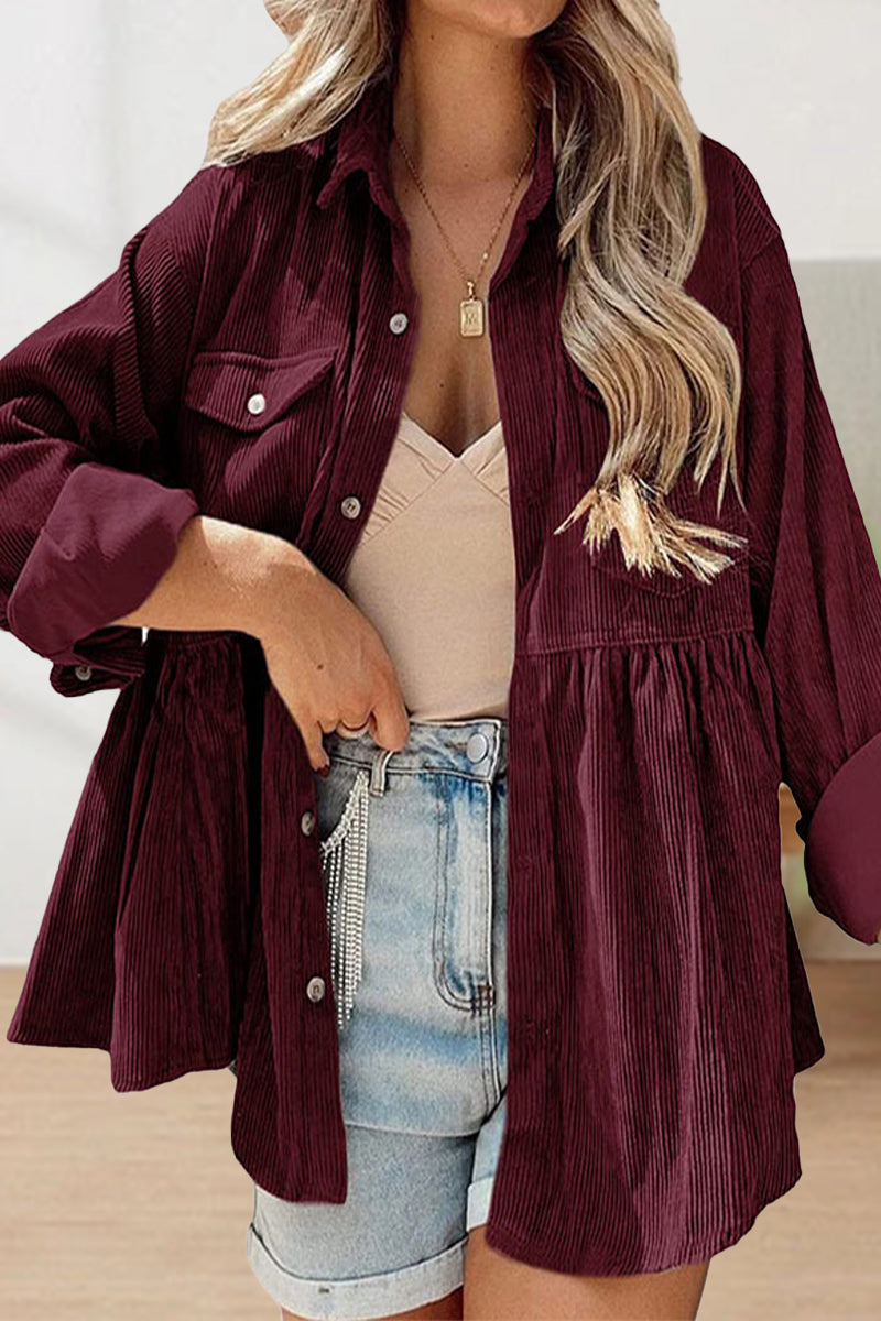 Casual Solid Solid Color Turndown Collar Tops