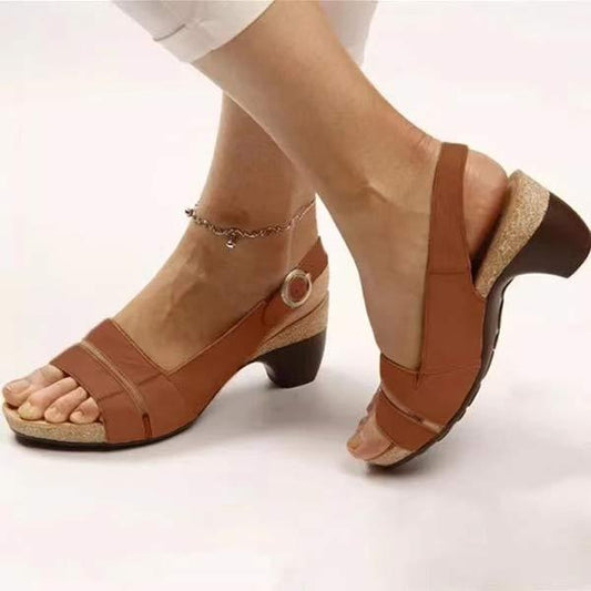 Women'S Fish Mouth Buckle Chunky Heel Sandals 15226961C