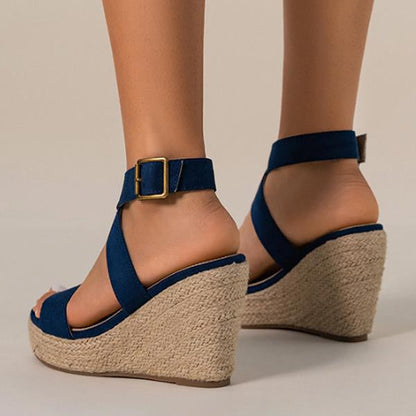 Women's Cross Strap Platform Wedge Open-Toe Sandals 02262971C