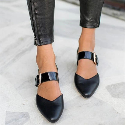 Women's Pointed Toe Buckle Strap Flats