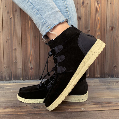 Ladies Round Head Suede Booties