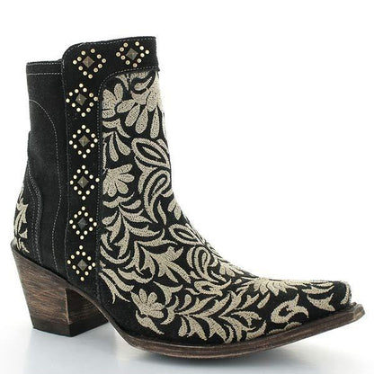 Women's Embroidered Chunky Heel Ankle Boots 74693990C