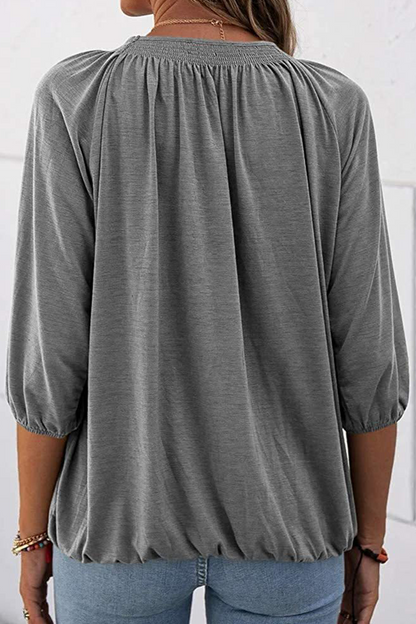 Casual Solid Split Joint O Neck Tops(7 colors)