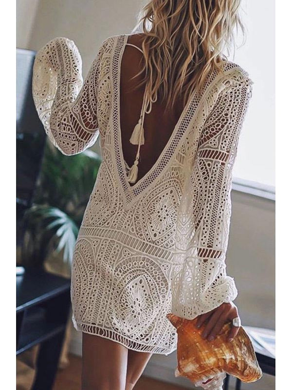 V-neck Lace Long Sleeve Dresses