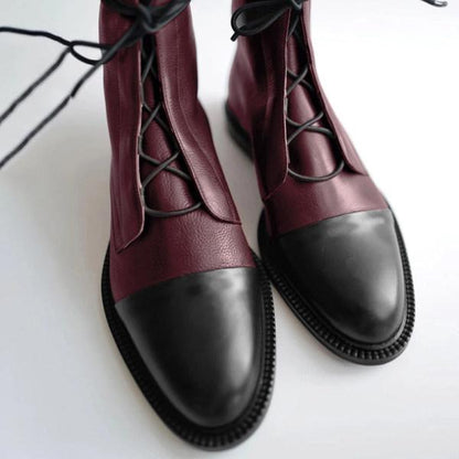 Women'S Paneled Lace-Up Short Martin Boots Biker Boots 67071946