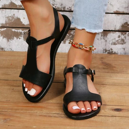 Black T-Strap Sandals: Rome Style