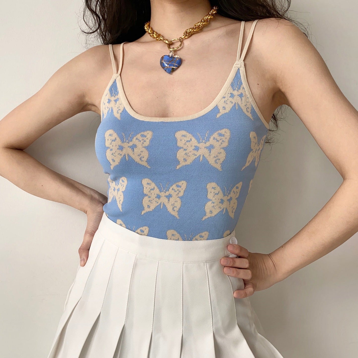 Y2K Butterfly Blues Camisole ~ HANDMADE