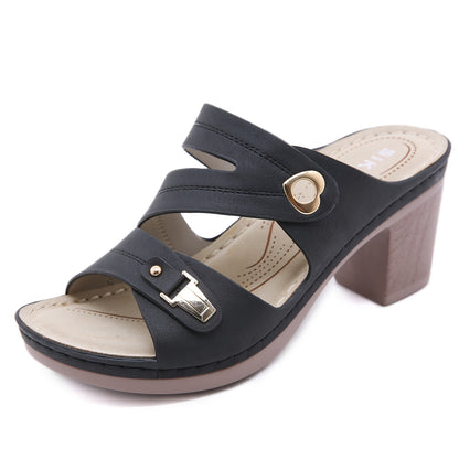 Comfy and Stylish Women's Chunky Heeled Sandals with Open Toe