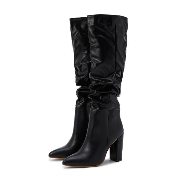 Women's Fashion Pointed Toe Chunky Heel Over the Knee Boots 92345338C