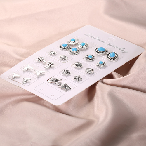 Boho Turquoise Stud Earring Set
