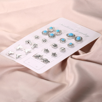 Boho Turquoise Stud Earring Set