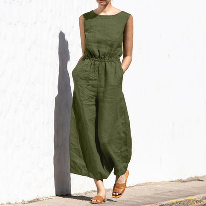 High Waist Sleeveless Loose Jumpsuit