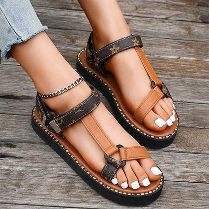 Women's Platform Print Velcro Sandals 15442500C