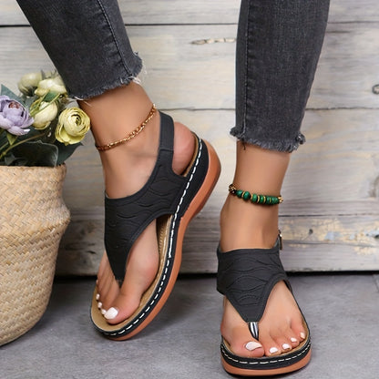 Summer Wedge Sandals for Women - Ankle Buckle Strap