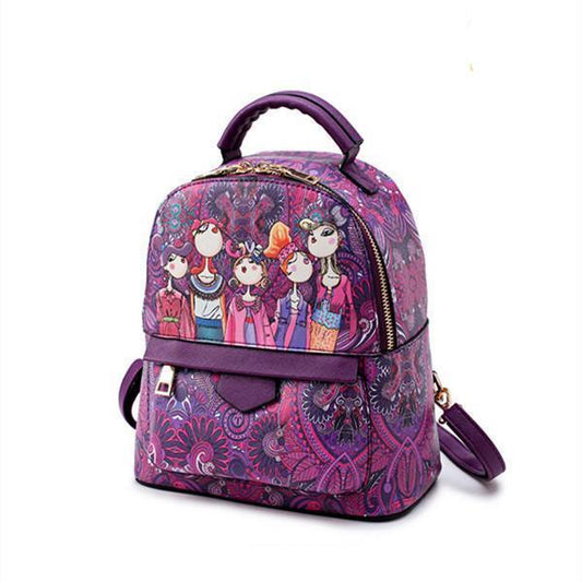 Bohemian Forest Green Print School Bag Travel Backpack