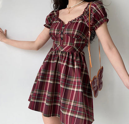 Zandria Plaid Bustier Dress ~ HANDMADE