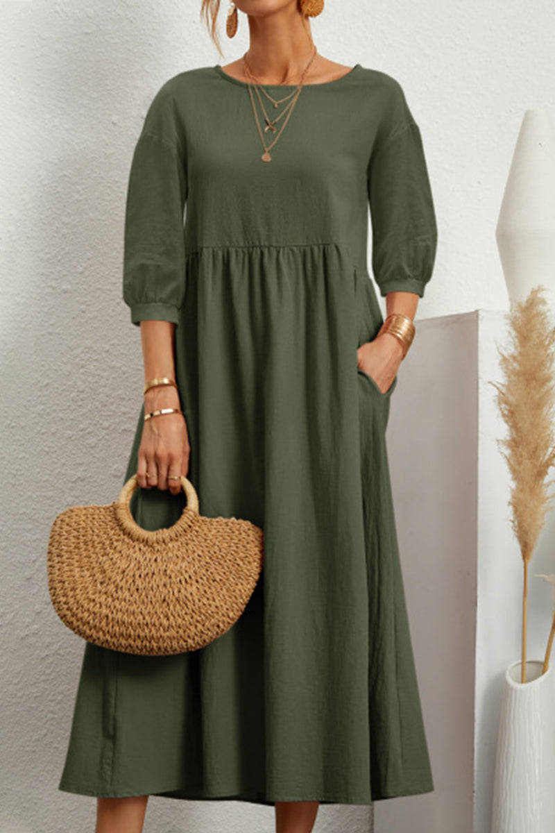 Casual Solid Solid Color O Neck A Line Dresses