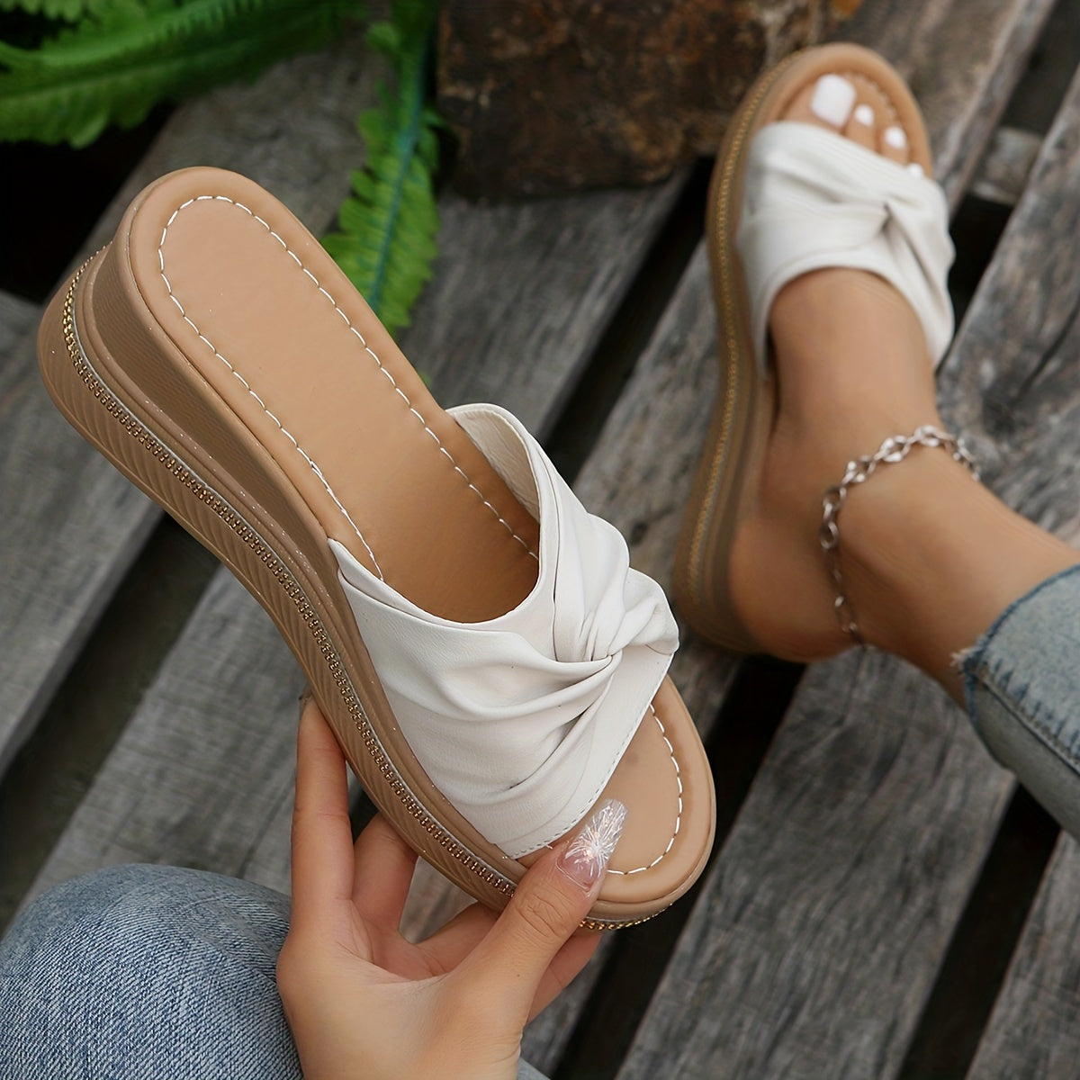 Women's Bowknot Wedge Sandals