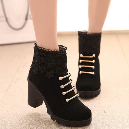 Women's Lace Chunky Heel Ankle Boots 04959289C